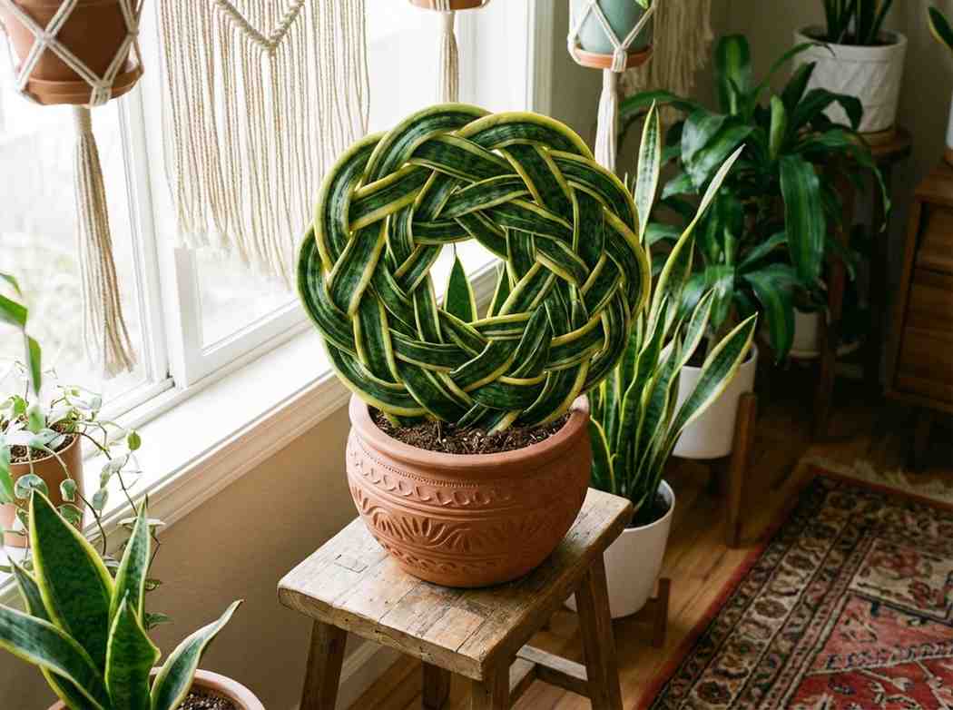 braided snake plant spiral crown decorative indoor plant